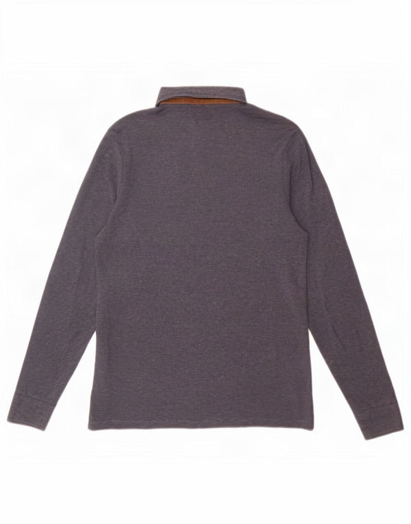 Polo da uomo a maniche lunghe Massimo Dutti blu navy medio