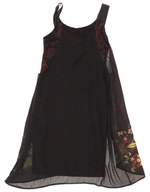 Desigual Damen ärmelloses Tunikakleid EU 38 Medium Black Floral Bohemian