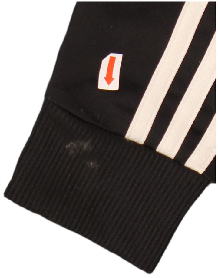 ADIDAS Boys Tracksuit Top Jacket 9-10 Years Black Colourblock Polyester