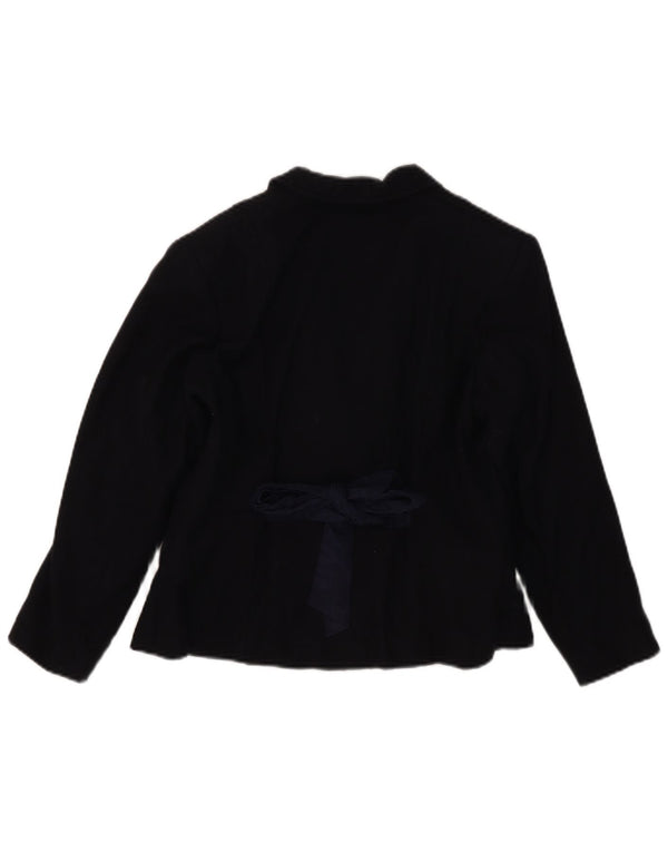 Moschino Jaqueta blazer feminina com peito duplo de 7 a 8 anos de lã azul marinho
