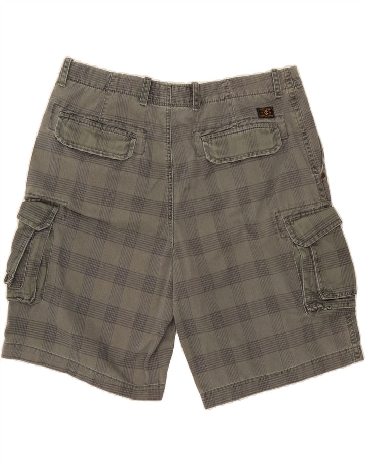 IZOD Mens Cargo Shorts W38 XL Grey Check Cotton Vintage Izod and Second-Hand Izod from Messina Hembry 