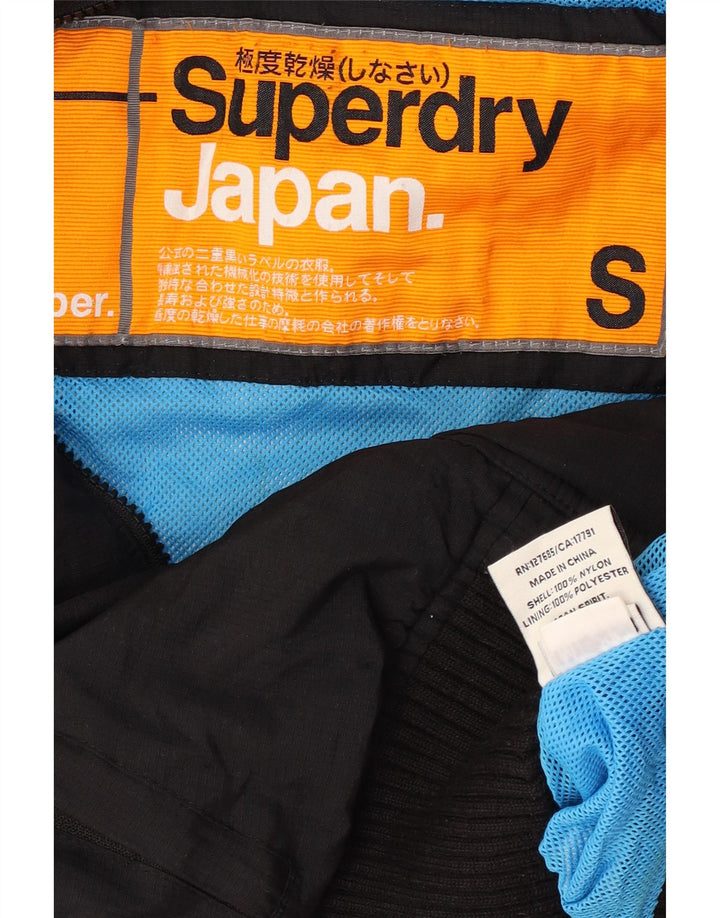 Superdry Graphic Bomber Jacket UK 10 Small Black Nylon