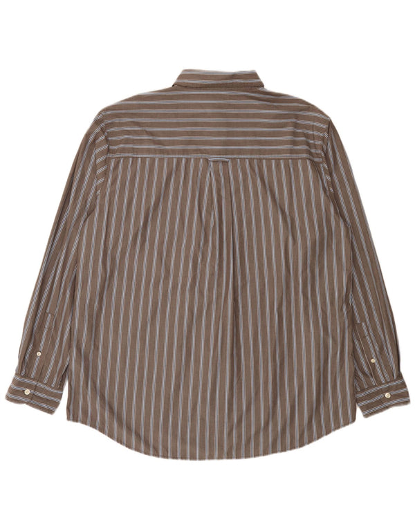 Chaps Camisa de fácil cuidado para hombre XL Gris Algodón a rayas