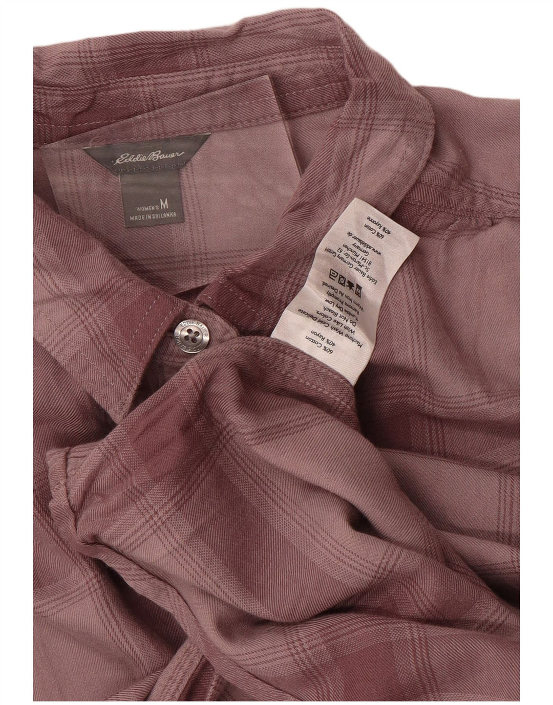 EDDIE BAUER Dame Pullover Flanellskjorte UK 14 Medium Bourgogne Plaid