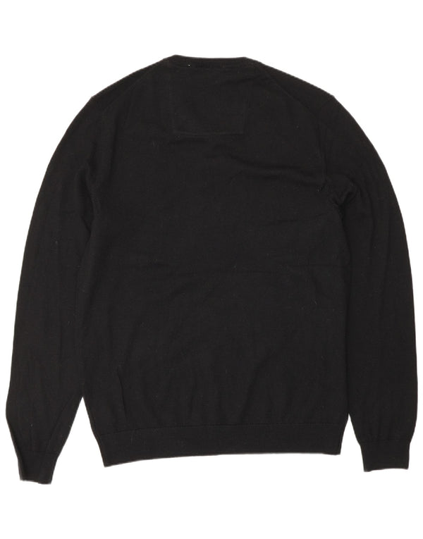 Calvin Klein Mens V-Neck Jumper Sweater Medium Navy Blue Wool