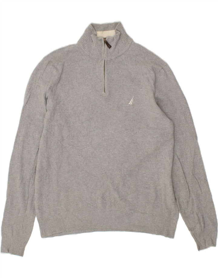 NAUTICA Mens Zip Neck Jumper Sweater Medium Grey Cotton Vintage Nautica and Second-Hand Nautica from Messina Hembry 
