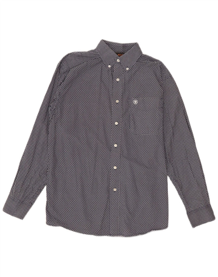 Ariat Mens Shirt Medium Navy Blue Geometric Cotton