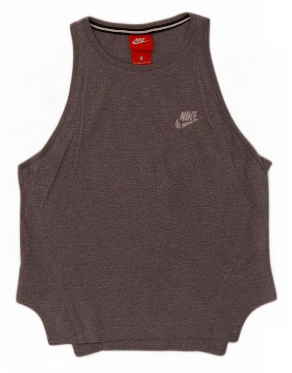 Nike Dame Crop Grafisk Vest Top UK 6 XS Grå Bomuld