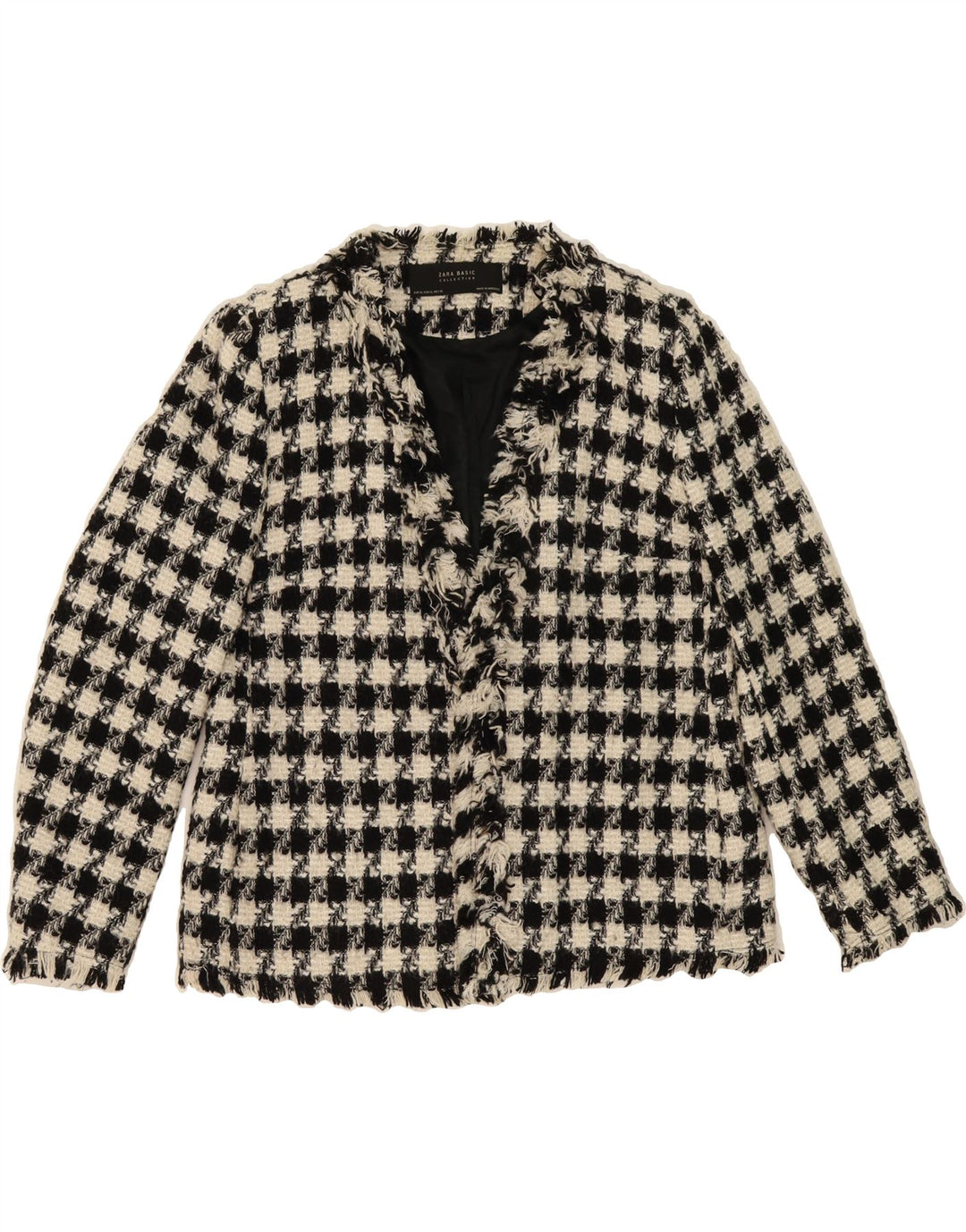ZARA Womens Blazer Jacket UK 18 XL Black Houndstooth Acetate Vintage Zara and Second-Hand Zara from Messina Hembry 