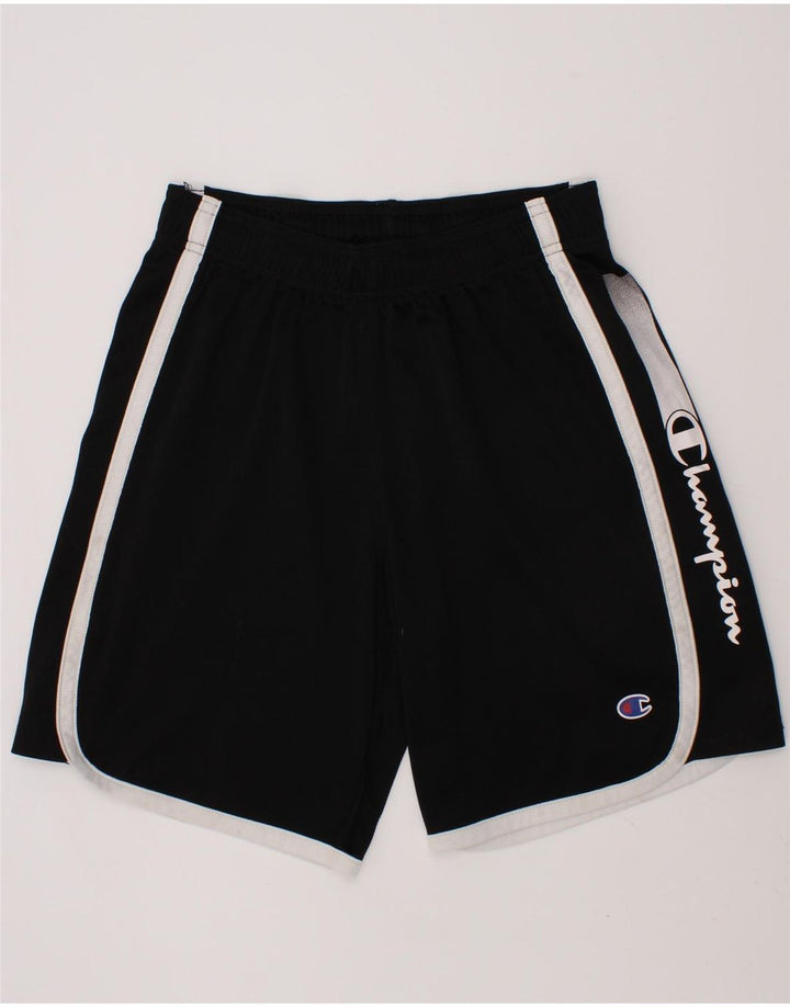 CHAMPION Boys Graphic Sport Shorts 9-10 Years Medium Black Vintage Champion and Second-Hand Champion from Messina Hembry 