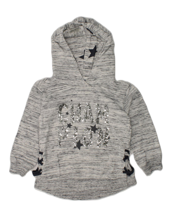 CHAMPION Girls Graphic Hoodie Jumper 3-4 Years XS  Grey Cotton | Vintage Champion | Thrift | Second-Hand Champion | Used Clothing | Messina Hembry 