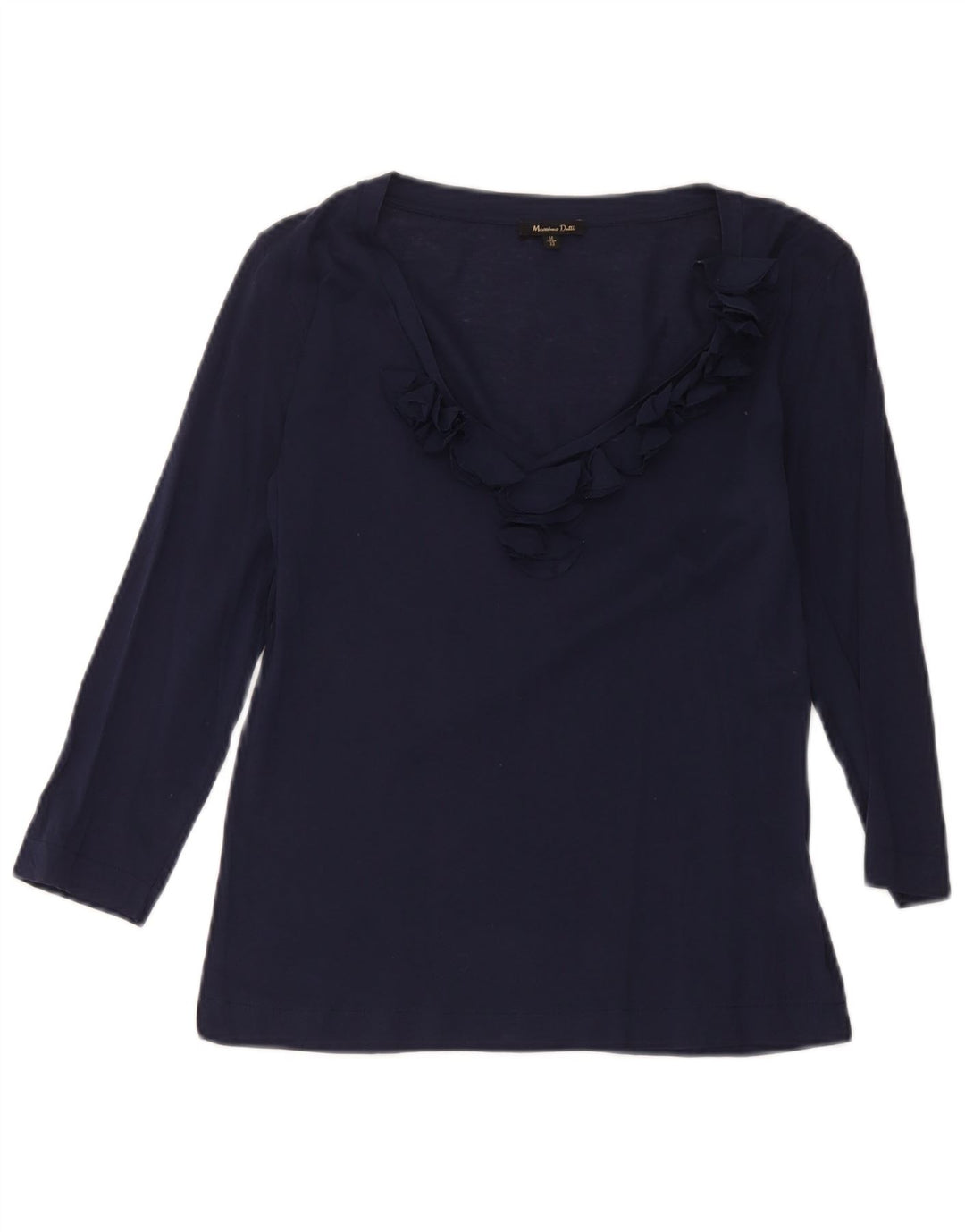 Massimo Dutti Womens 3/4 Sleeve Blouse Top UK 12 Medium Navy Blue