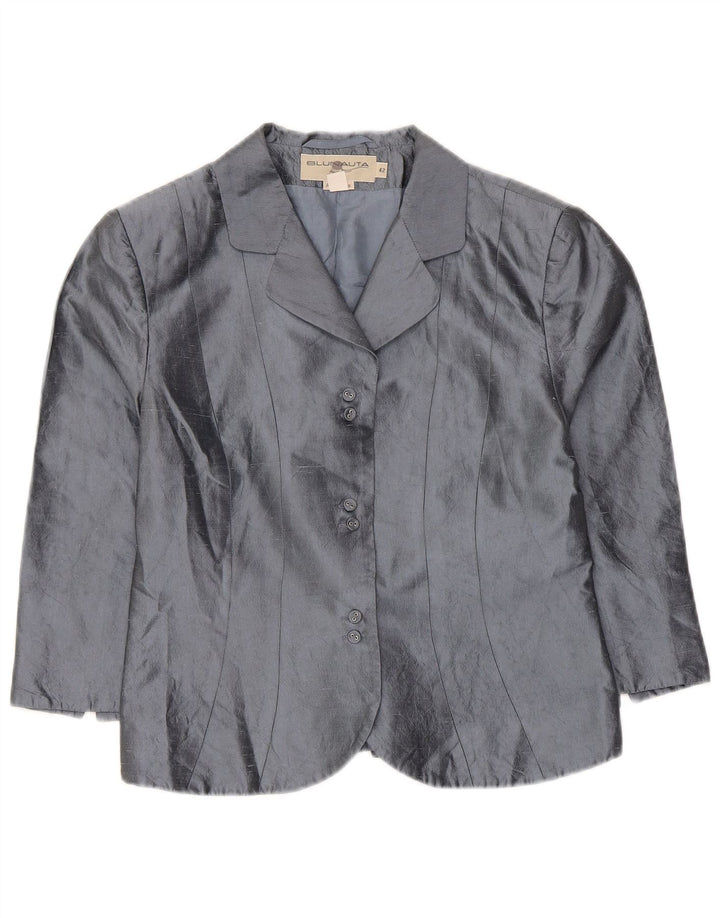 Blunauta Womens Crop 6 Button Blazer Jacket IT 42 Medium Grey Silk