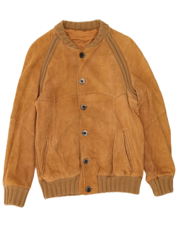 Vintage męska zamszowa kurtka bomber IT 46 Small Beige