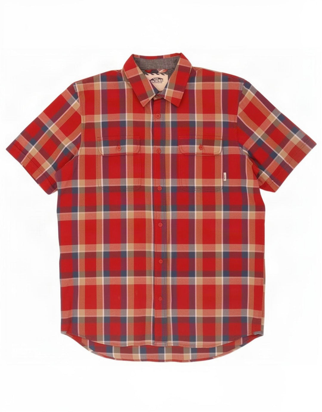 Camisa Vans Hombre Manga Corta Medium Red Check Cotton