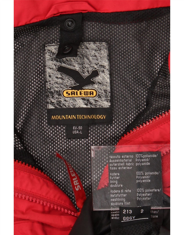 SALEWA Mens Hooded Windbreaker Jacket EU 50 Large Red Polyamide