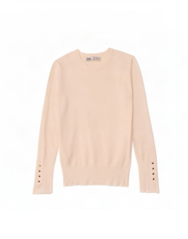 Zara Womens Crew Neck Jumper Sweater UK 10 Small White