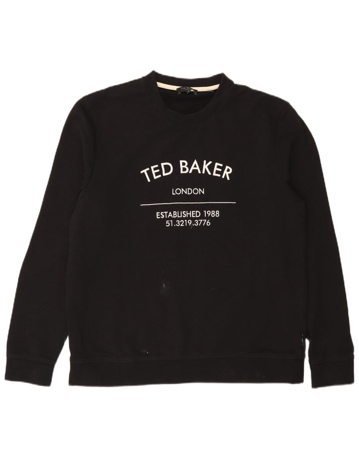 Ted Baker Mens Graphic Sweatshirt Jumper Size 4 Large Black Cotton