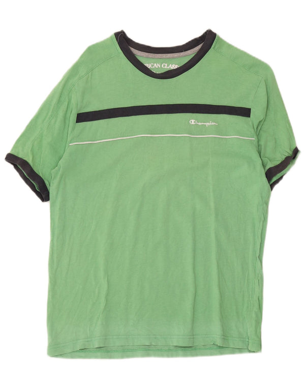 Champion Mens T-Shirt Top Medium Green Colourblock