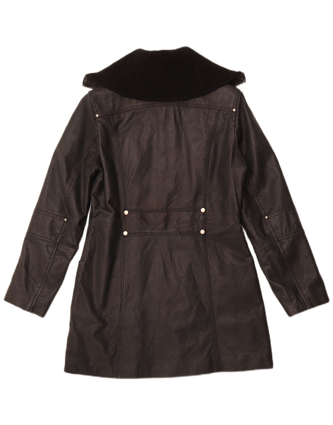 CONBIPEL Womens Leather Coat IT 44 Medium Black Leather