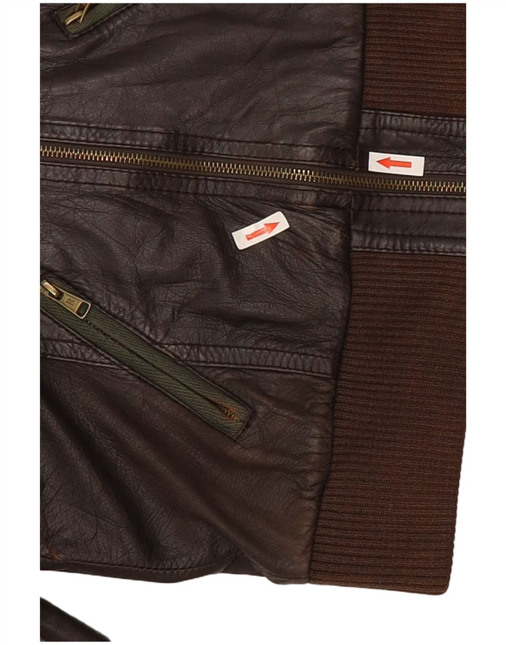 Jaqueta de couro feminina Bershka UK 12 marrom médio