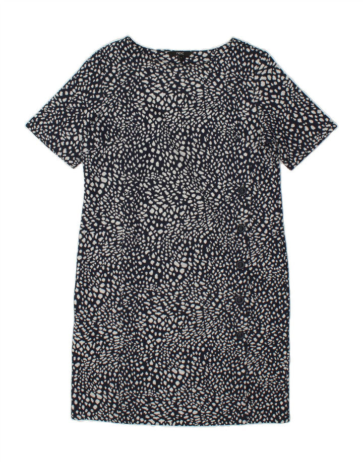 NEXT Womens Abstract Pattern Sheath Dress UK 12 Medium  Black Cotton Vintage Next and Second-Hand Next from Messina Hembry 