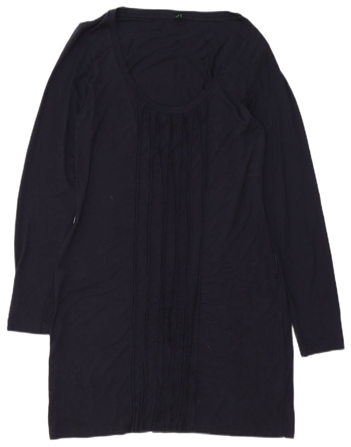 BENETTON Womens Long Sleeve Shift Dress UK 14 Medium Navy Blue