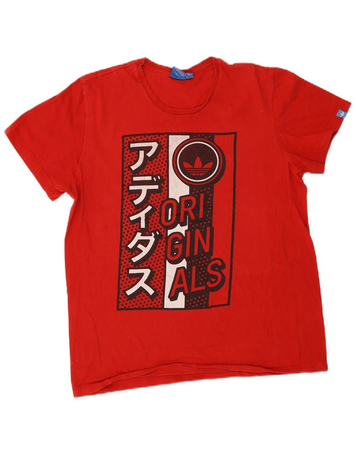 Adidas Herren Grafik T-Shirt Top Large Rot