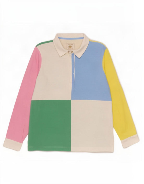 Joules Womens Rugby Polo Shirt UK 14 Large Multicoloured Colourblock