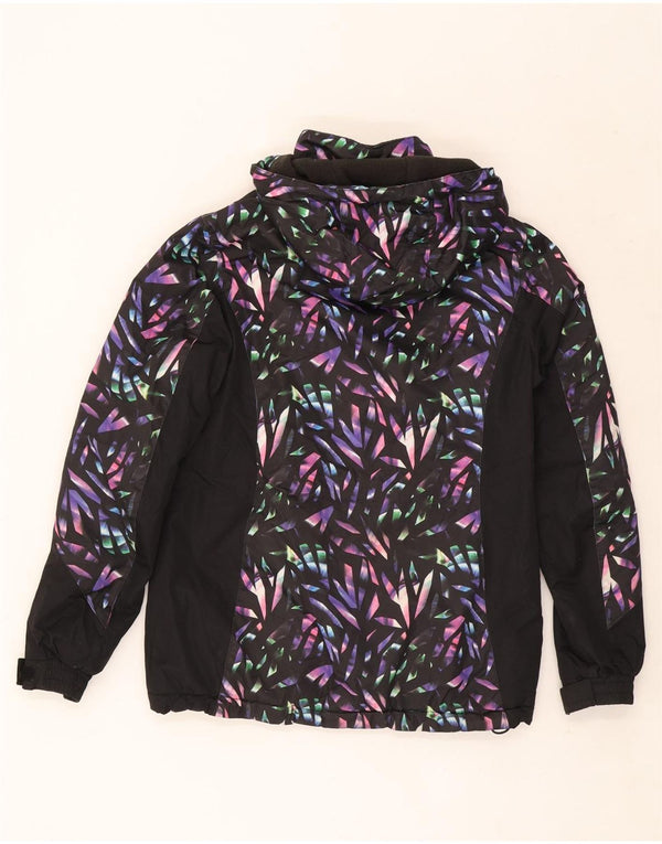 Mountain Warehouse Womens Hooded Ski Jacket UK 8 Small Black Geometric