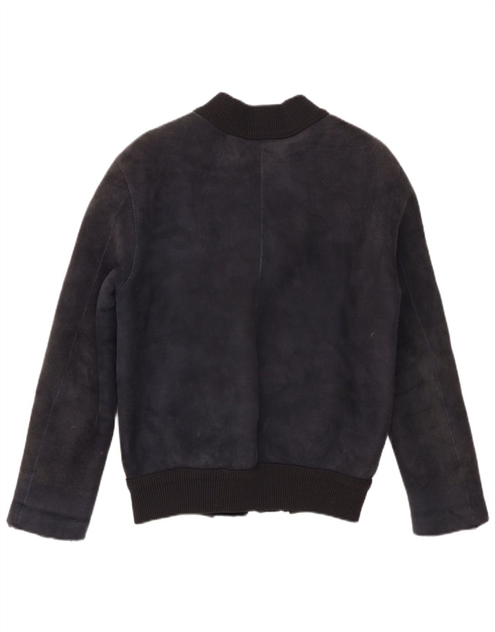 CPL1953 Womens Bomber Shearling Jacket UK 20 2XL  Navy Blue Shearling