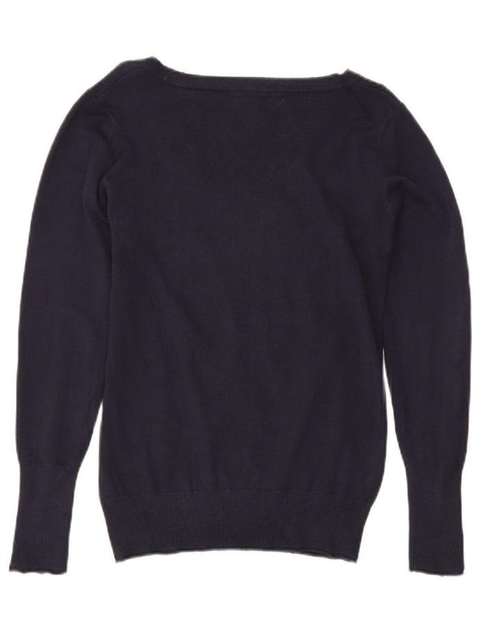 Guess Dame V-hals sweater UK 12 Medium Navy Blue