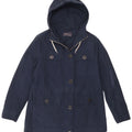 Marks & Spencer Damen-Utility-Jacke mit Kapuze, UK 12, mittelmarineblaue Baumwolle