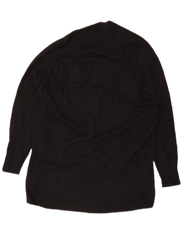 Zara Dame Oversized Cardigan Sweater UK 10 Small Black Wool