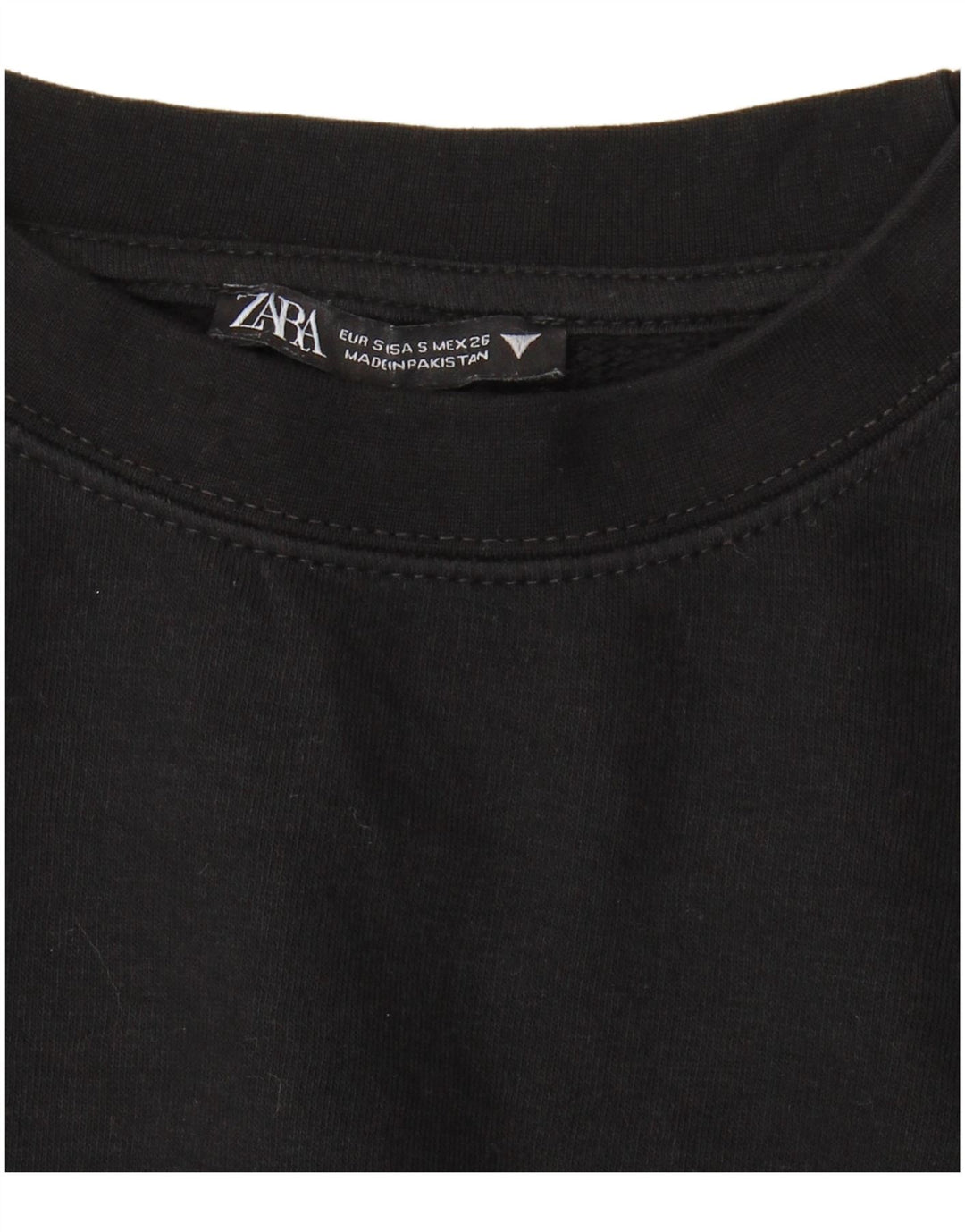 ZARA Womens Oversized Crop Sweatshirt Jumper UK 10 Small Black