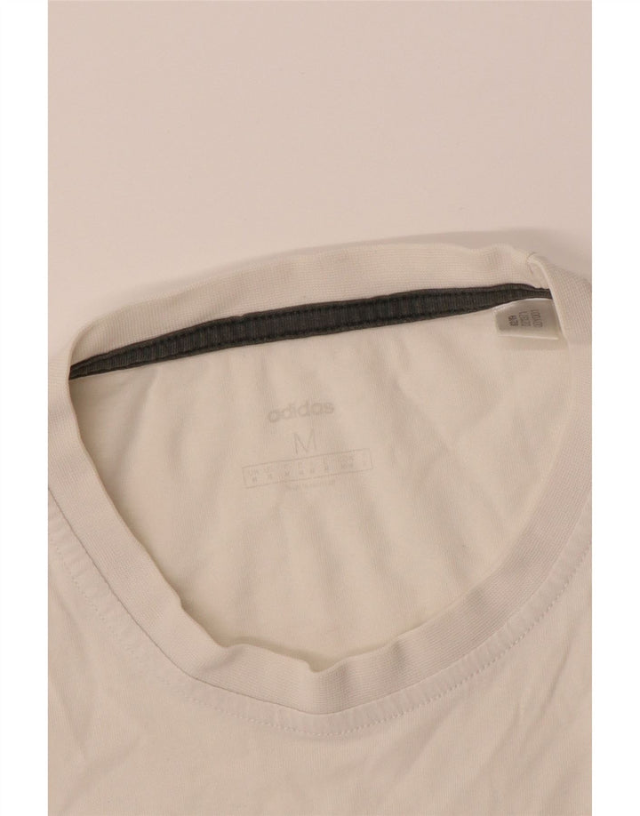 ADIDAS Mens Graphic T-Shirt Top Medium White Vintage Adidas and Second-Hand Adidas from Messina Hembry 