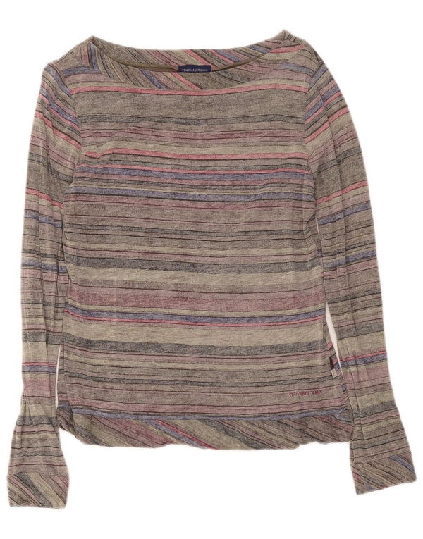 Trussardi Jeans Top pentru femei cu mânecă lungă UK 18 XL Gri cu dungi