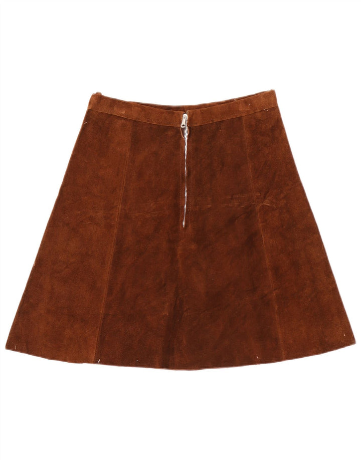Vintage Womens Suede A-Line Skirt W28 Medium Brown