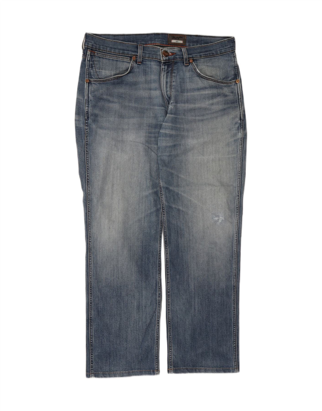 WRANGLER Mens Ace Straight Jeans W34 L34 Blue Polyester Vintage Wrangler and Second-Hand Wrangler from Messina Hembry 