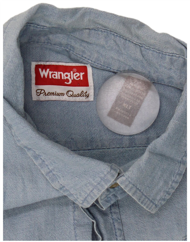Wrangler herre høj skjorte XL blå bomuld