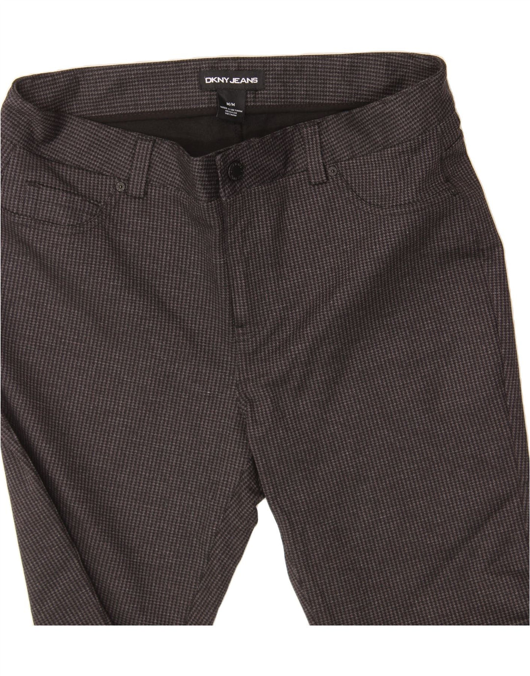 DKNY Womens Skinny Casual Trousers Medium W30 L29 Grey Check Polyester Vintage Dkny and Second-Hand Dkny from Messina Hembry 