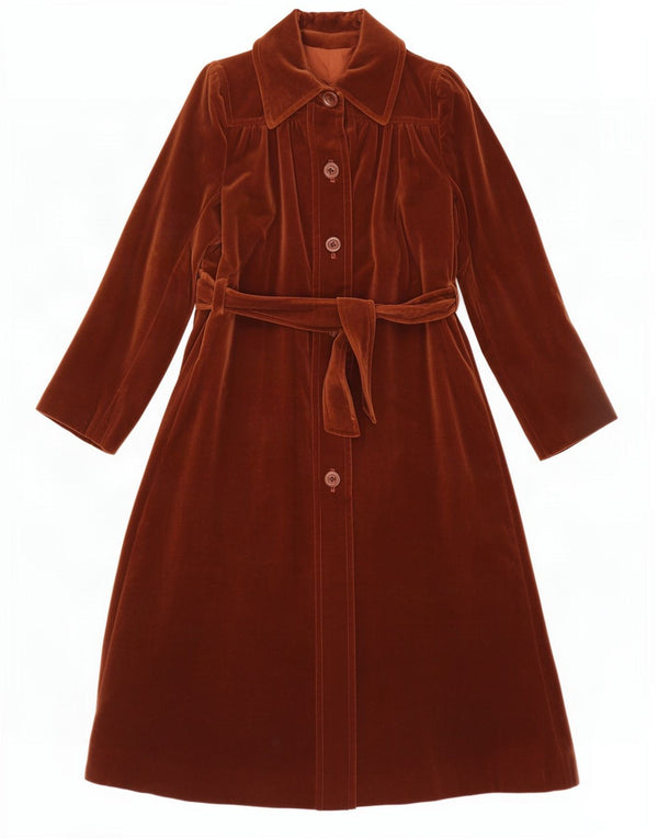 Sobretudo de veludo feminino vintage IT 44 marrom médio