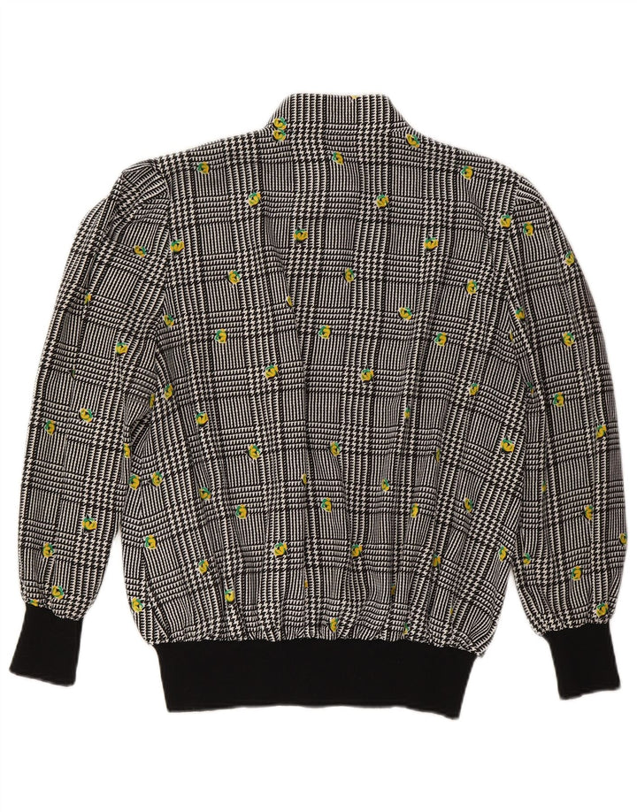 VINTAGE Womens Bomber Jacket UK 16 Large  Grey Houndstooth