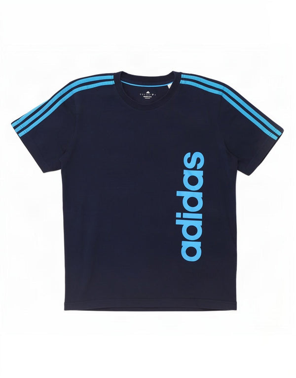 Adidas Mens Climalite Graphic T-Shirt Top Large Navy Blue Cotton