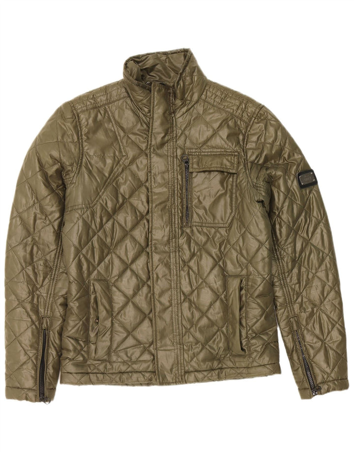 Datch Mens Quilted Jacket UK 38 Medium Khaki Polyester