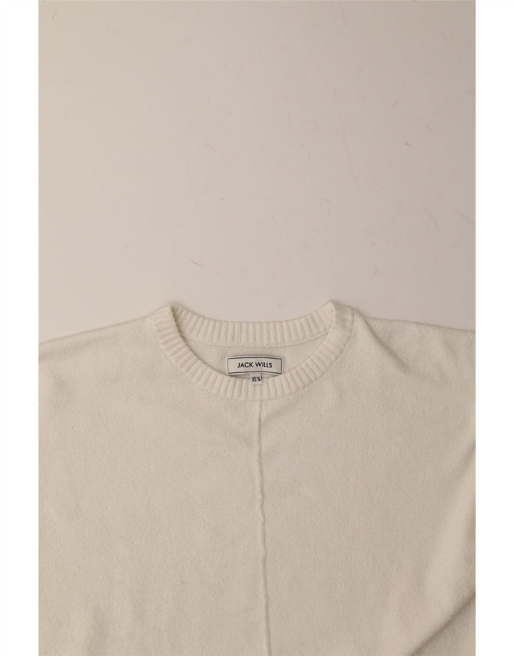 JACK WILLS Womens Oversized Boat Neck Jumper Sweater UK 12 Medium White Vintage Jack Wills and Second-Hand Jack Wills from Messina Hembry 
