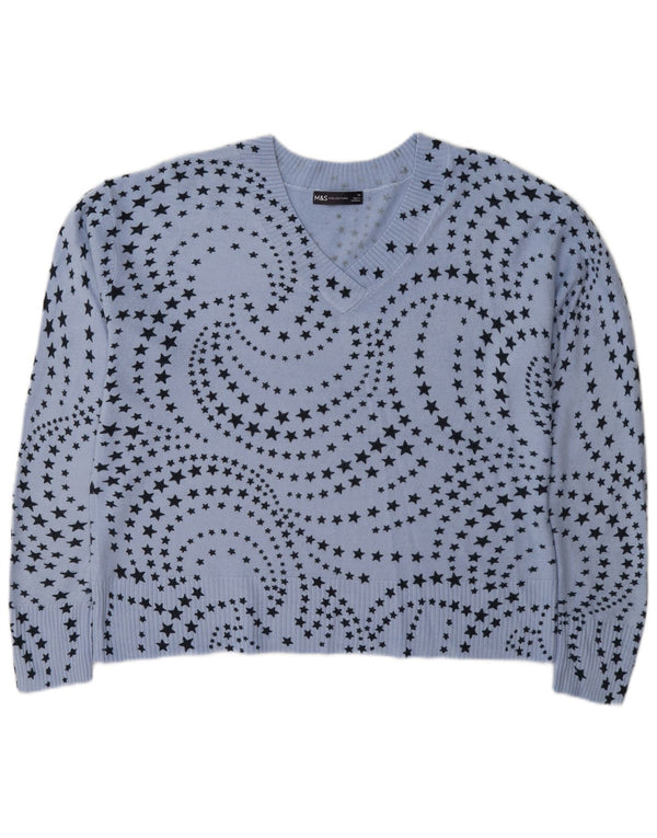 Marks & Spencer Dame V-hals sweater UK 16 Large Blue