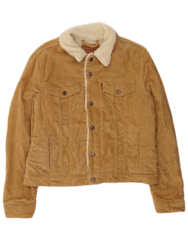 Levi's Damen Sherpa-Cordjacke UK 16 Large Beige Baumwolle