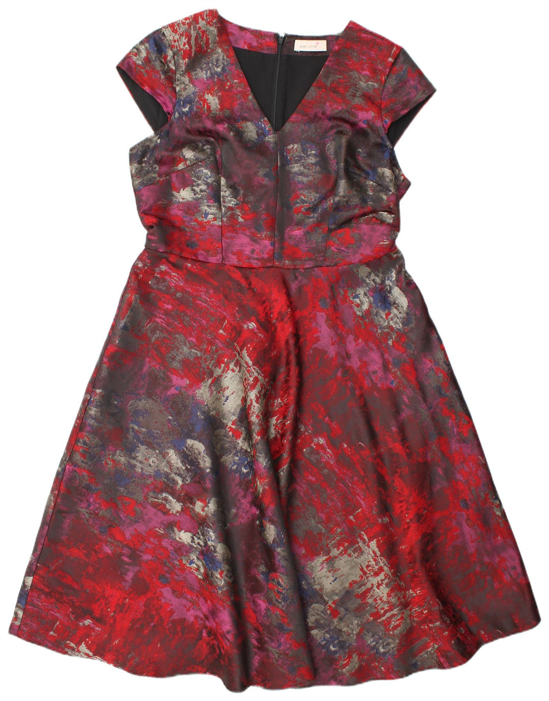 MARKS & SPENCER Womens Abstract Pattern A-Line Dress UK 14 Large Red