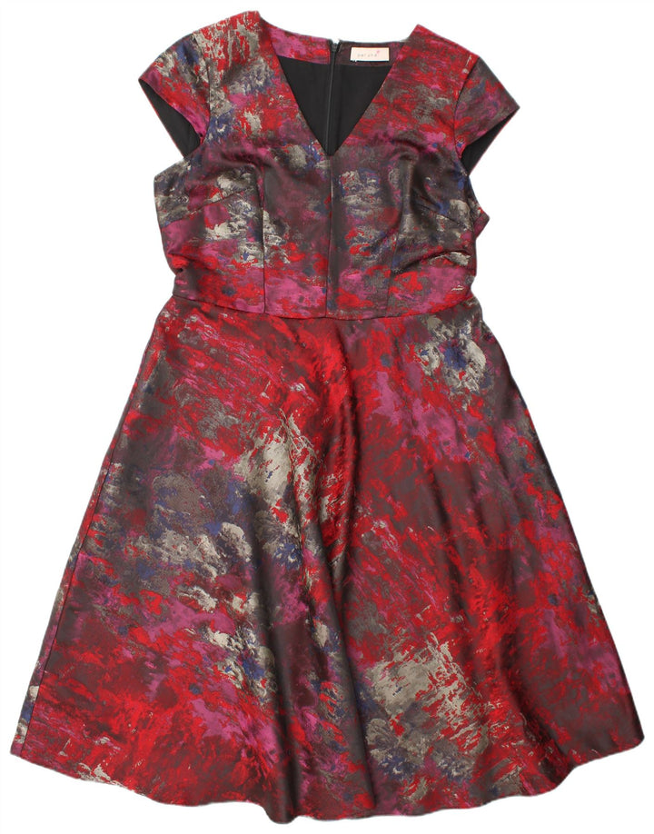 MARKS & SPENCER Womens Abstract Pattern A-Line Dress UK 14 Large Red
